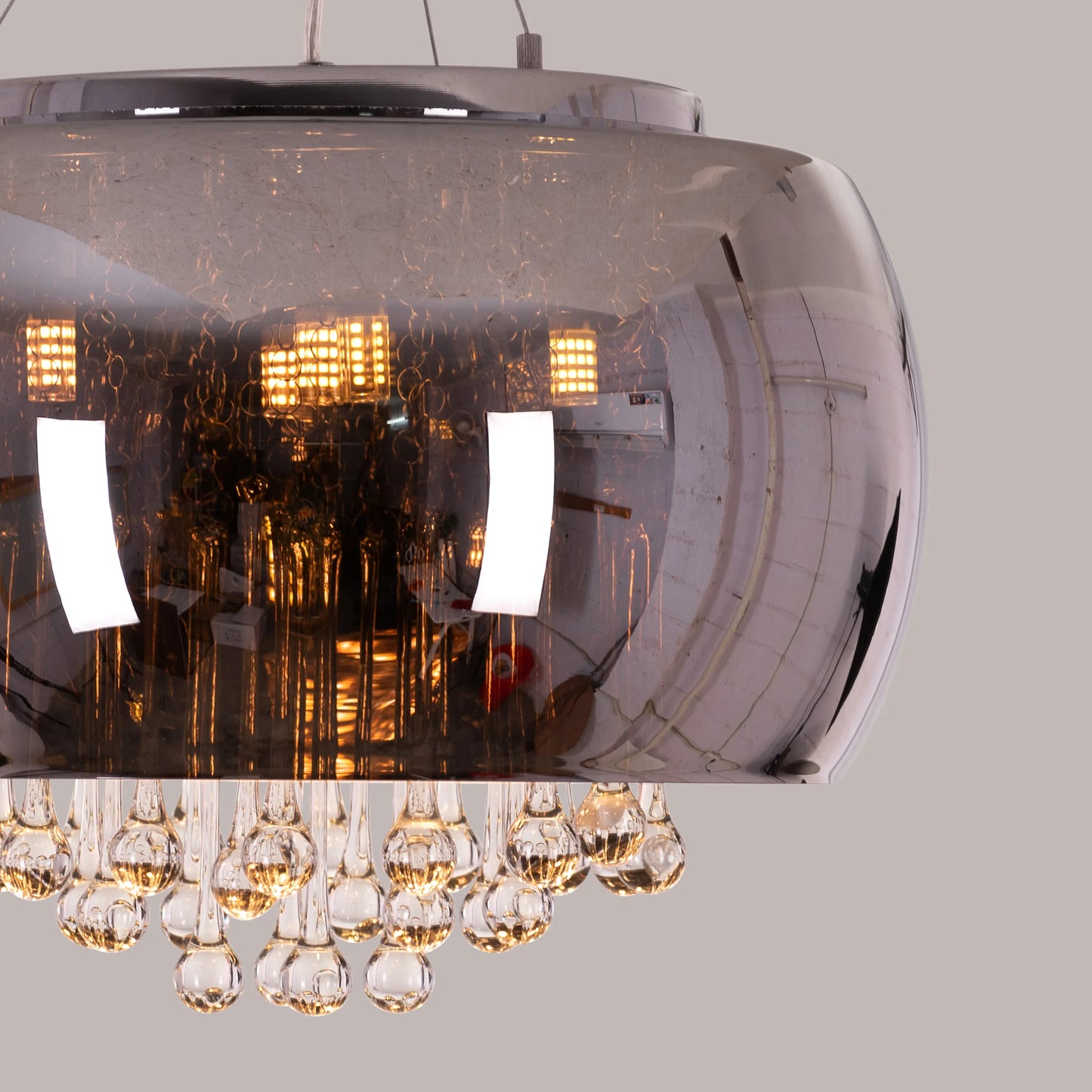 Enamoured (40 cm, Smokey Grey, Mirror Finish) Crystal Chandelier