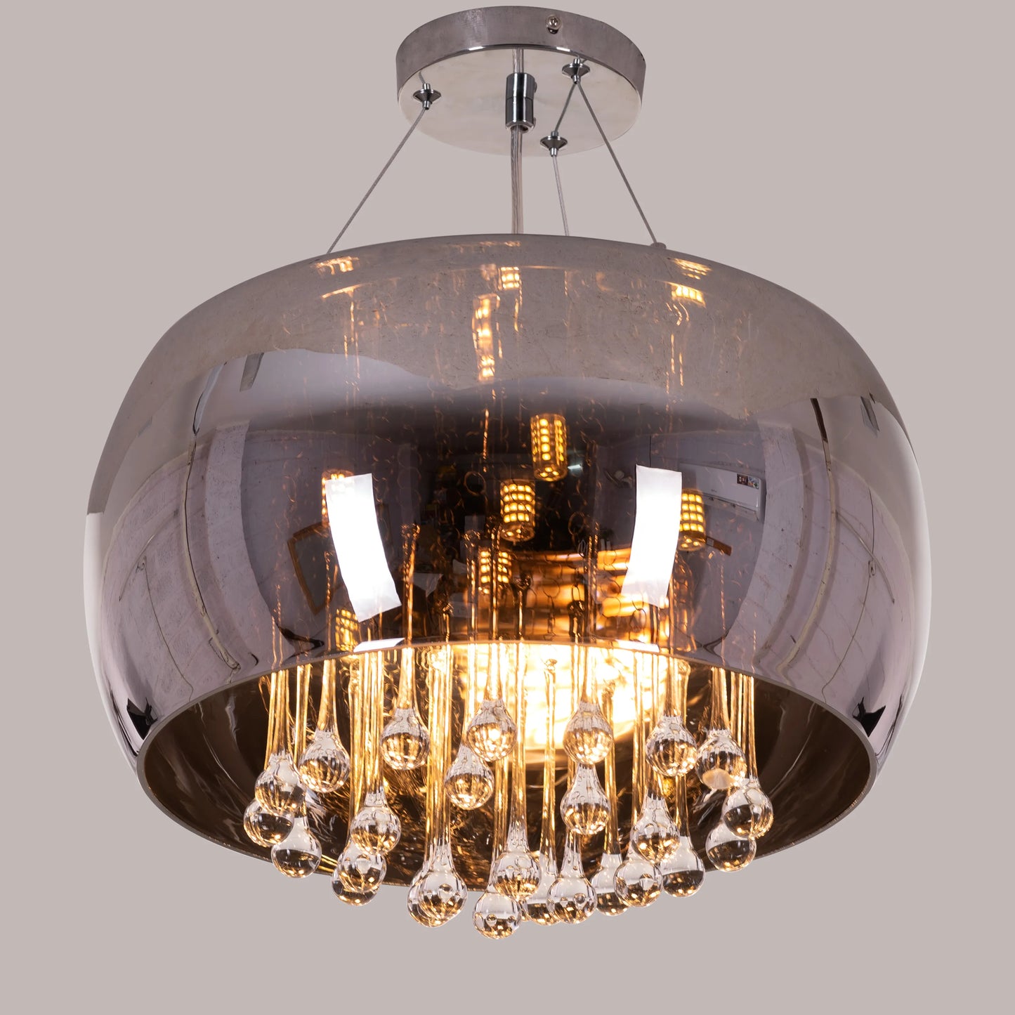 Enamoured (40 cm, Smokey Grey, Mirror Finish) Crystal Chandelier