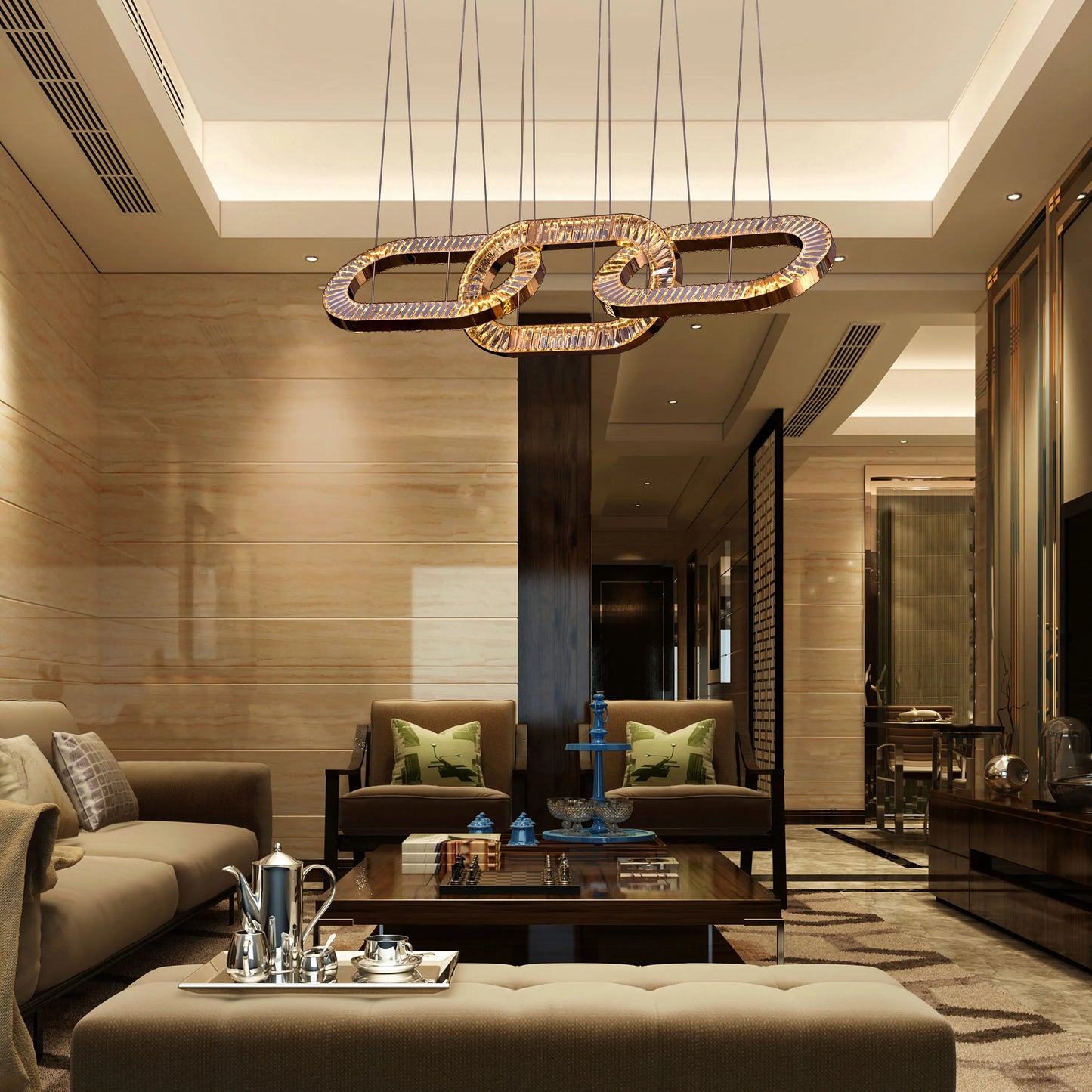 Welcome to Beverly Hills Grand Chandelier with gold finish and crystal details