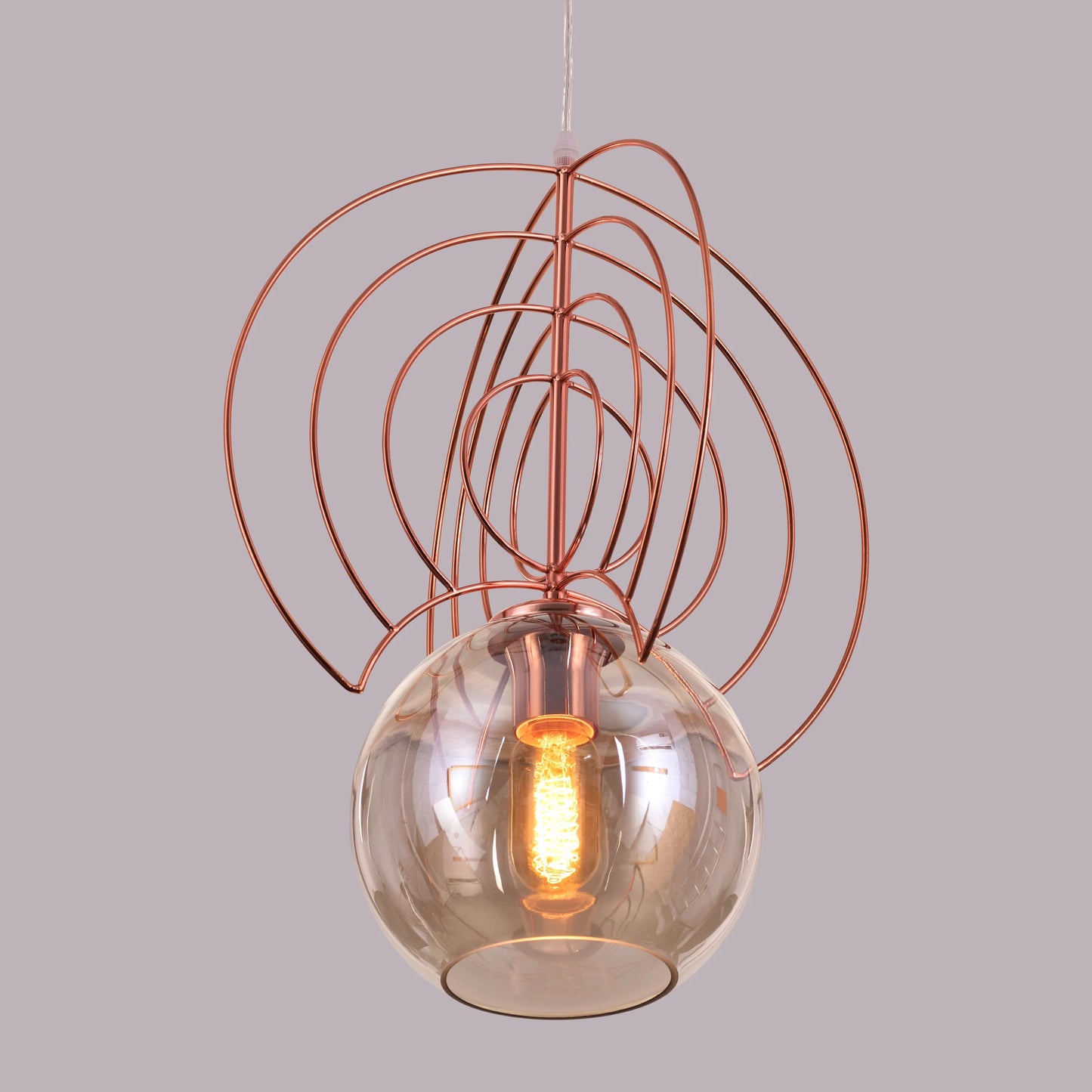 Glam Glow (Gold, Smokey Grey) Glass Pendant Light