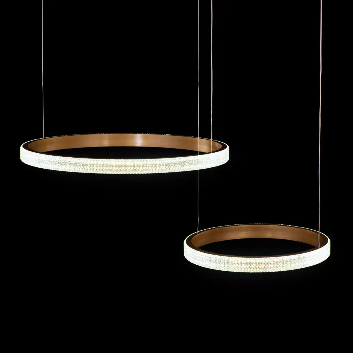 Love Reaction (Double, Gold, Dimmable LED with Remote Control) Chandelier