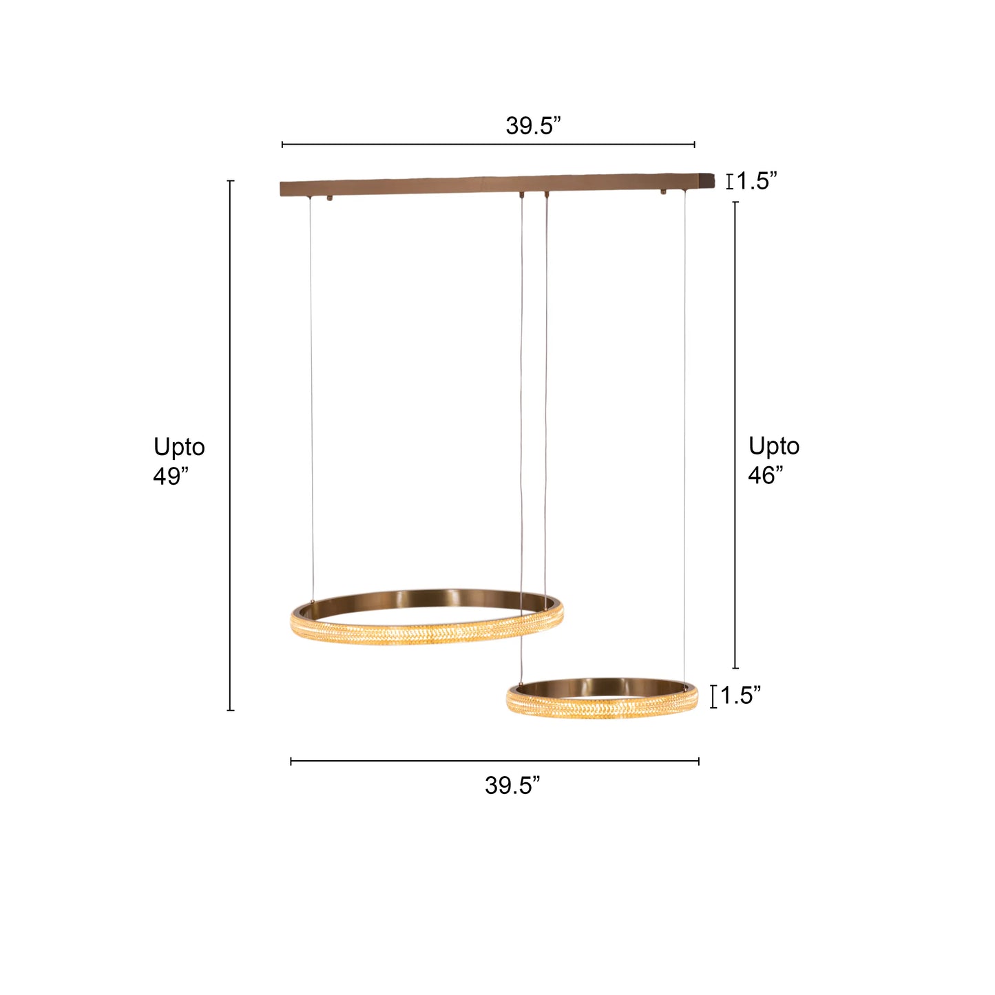 Love Reaction (Double, Gold, Dimmable LED with Remote Control) Chandelier