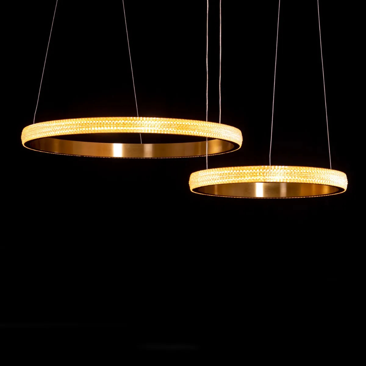 Love Reaction (Double, Gold, Dimmable LED with Remote Control) Chandelier