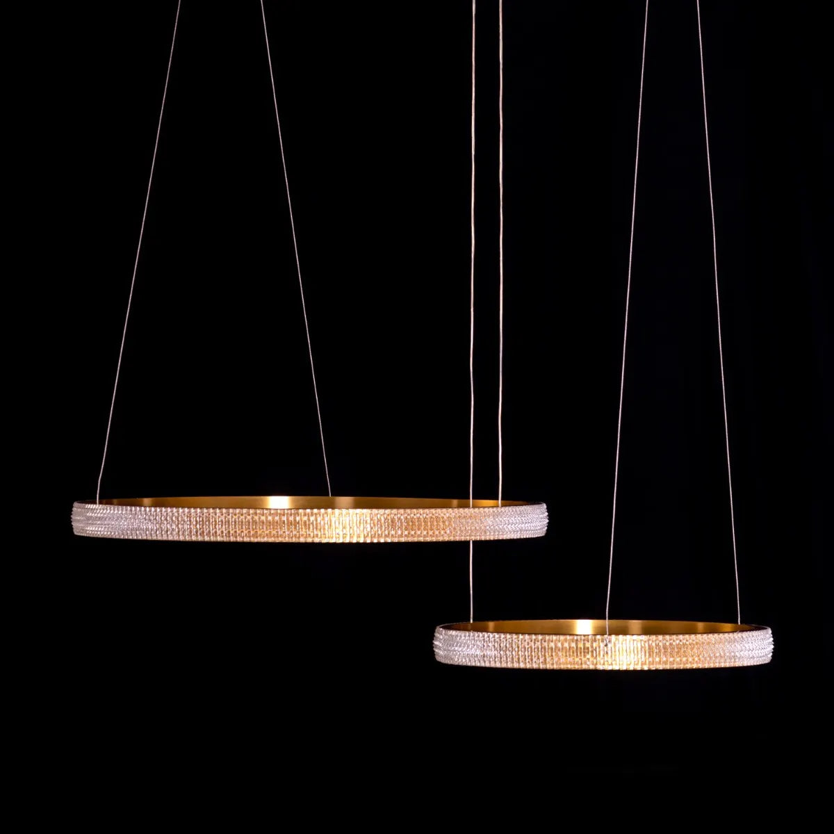 Love Reaction (Double, Gold, Dimmable LED with Remote Control) Chandelier