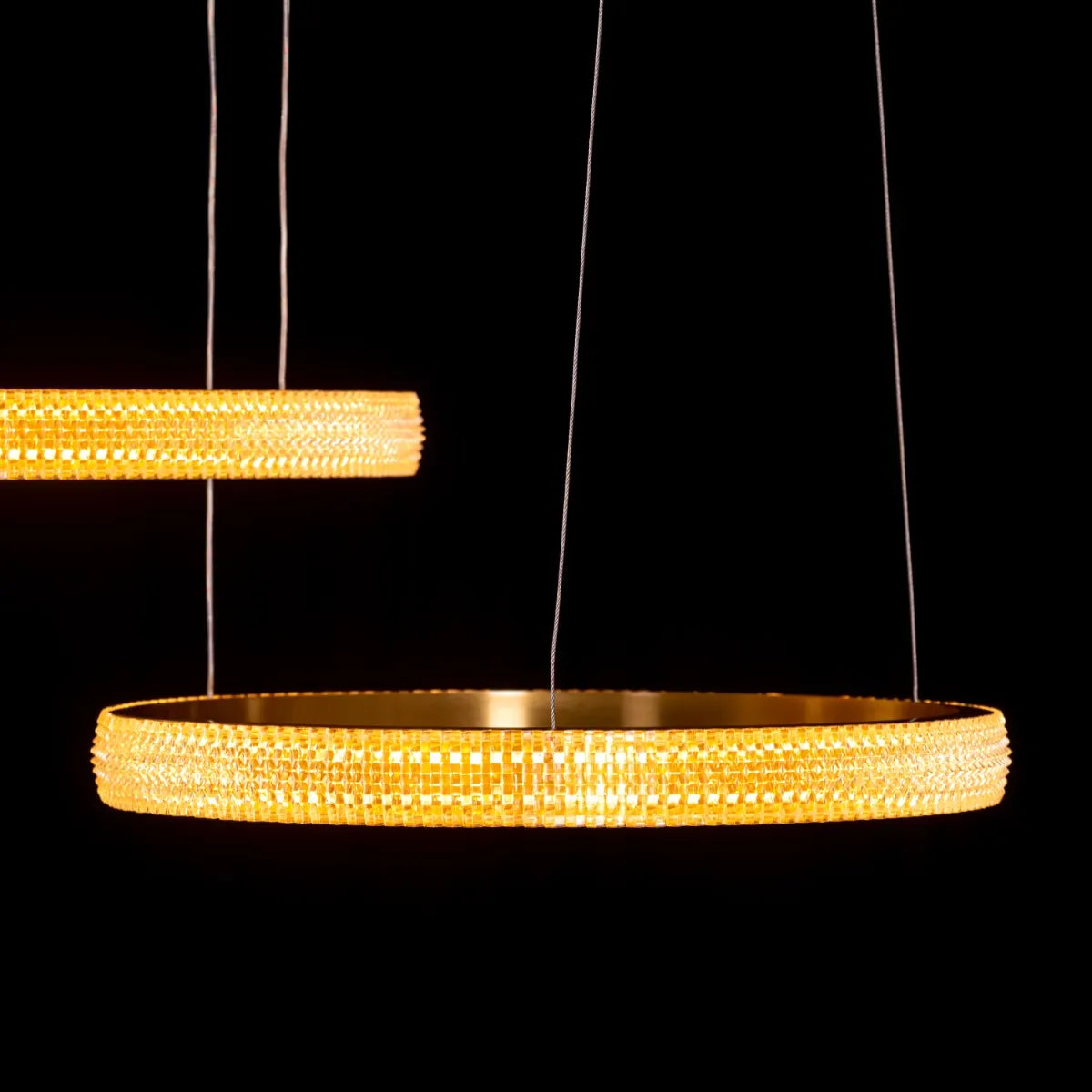 Love Reaction (Double, Gold, Dimmable LED with Remote Control) Chandelier