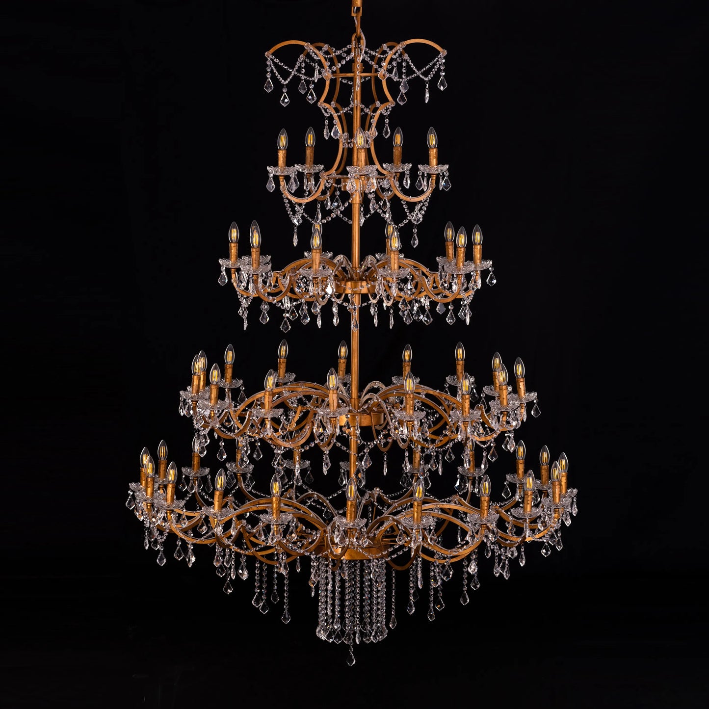 Victorian Masterpiece (Large, Antique Rust) Crystal Double Height Chandelier