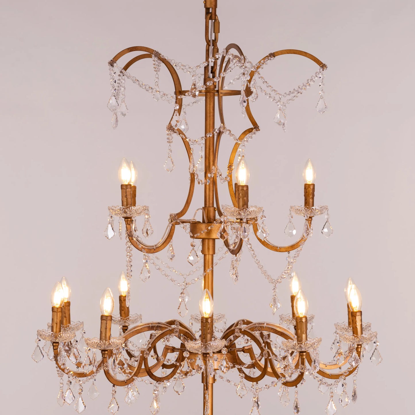 Victorian Masterpiece (Large, Antique Rust) Crystal Double Height Chandelier