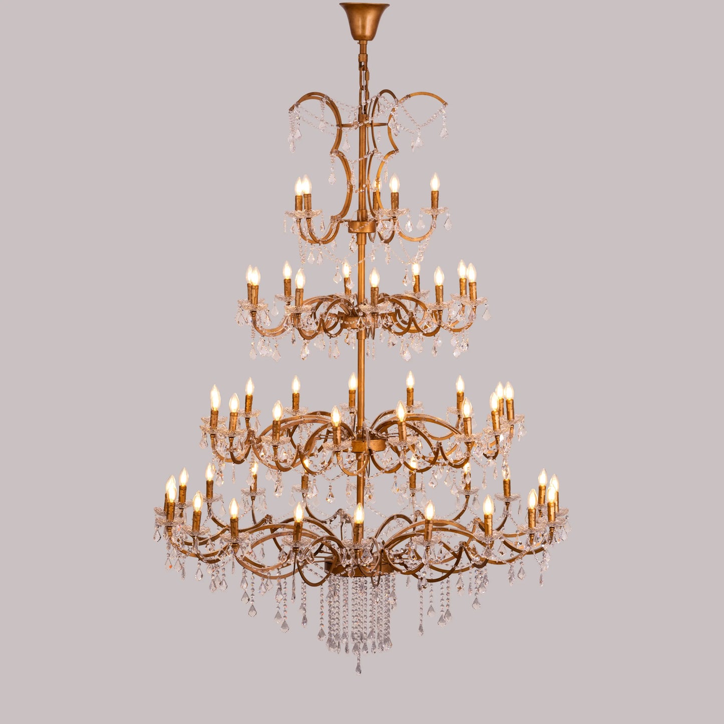 Victorian Masterpiece (Large, Antique Rust) Crystal Double Height Chandelier