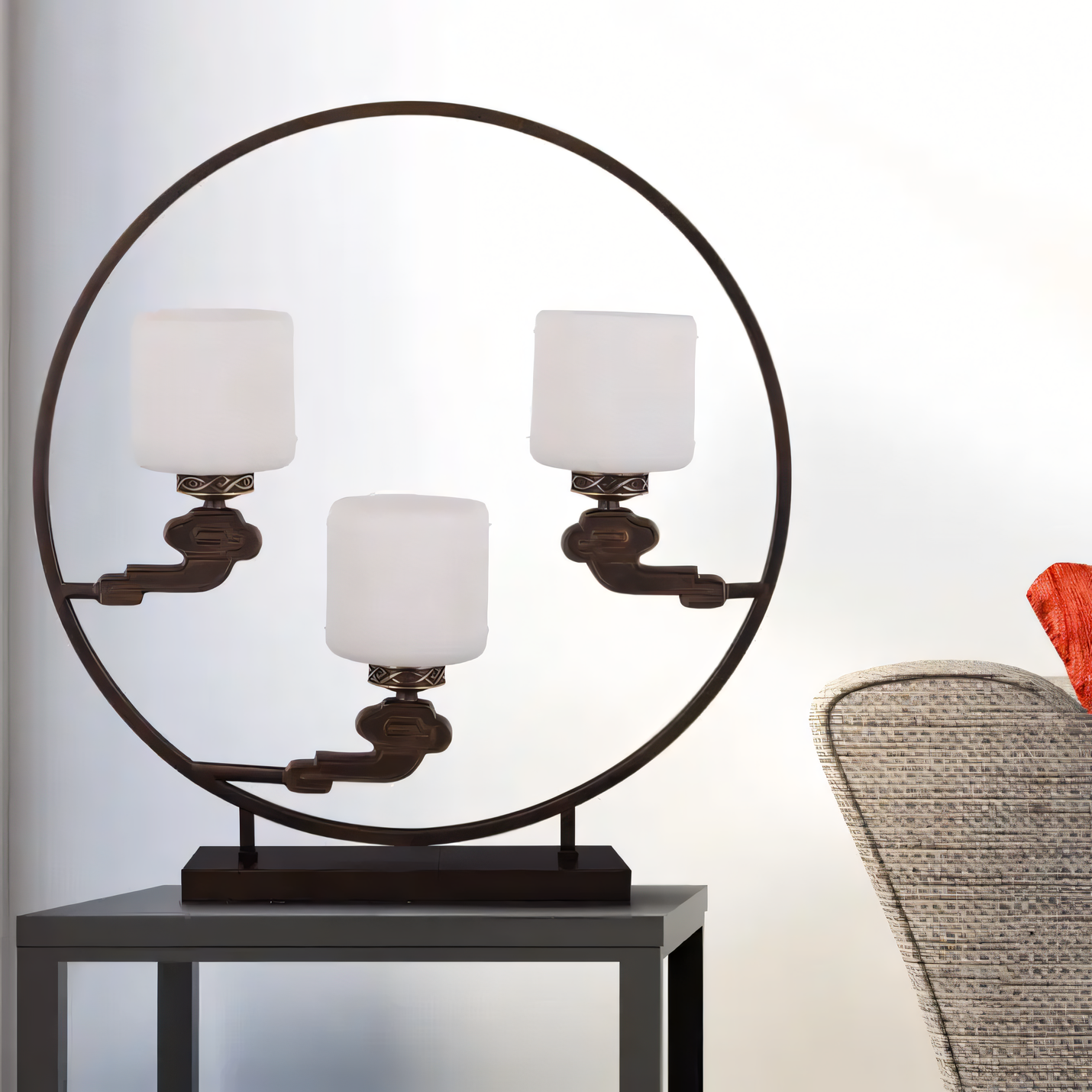 Elegant Black and Nickel-Chrome Table Lamp