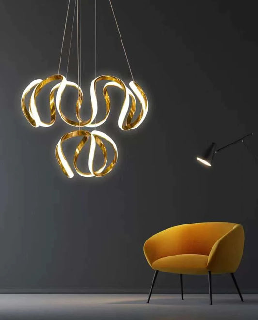 Contemporary gold LED chandelier for urban penthouses