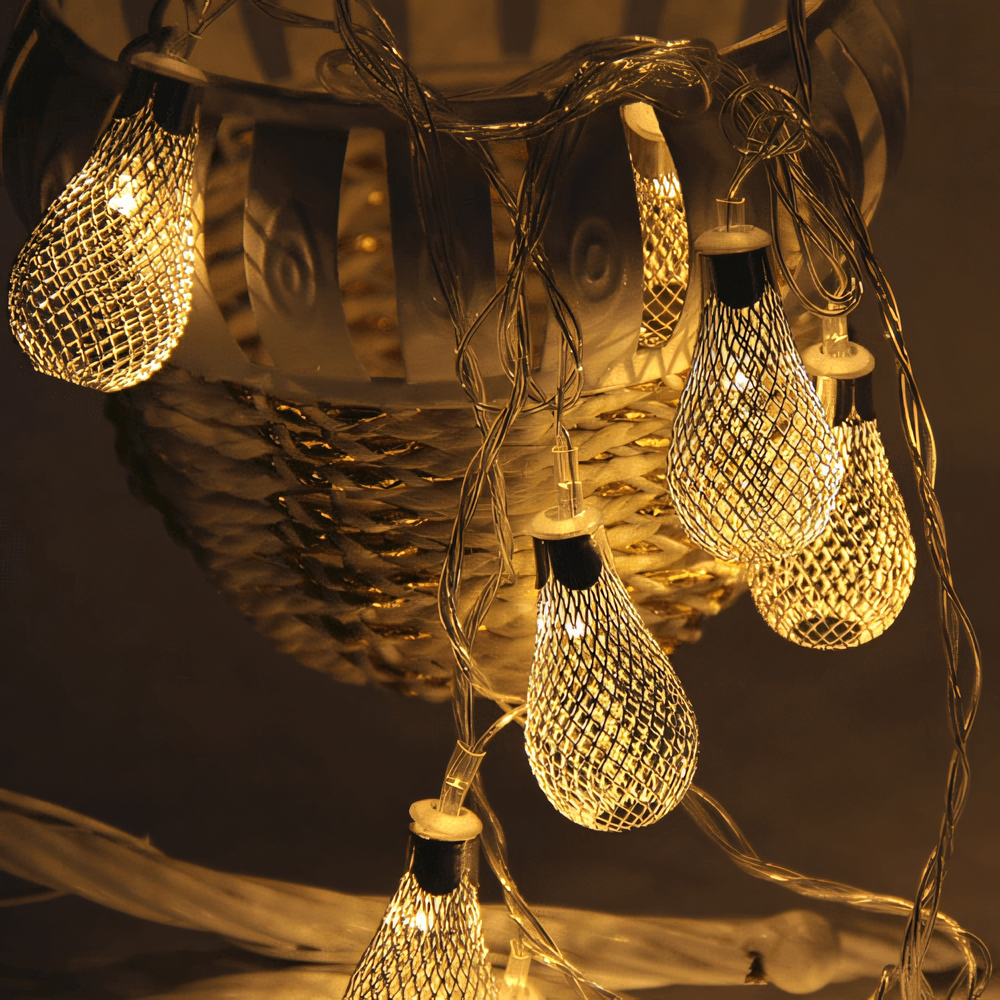 Decorative Metallic Net LED String Fairy Light - 10 LED Bulbs