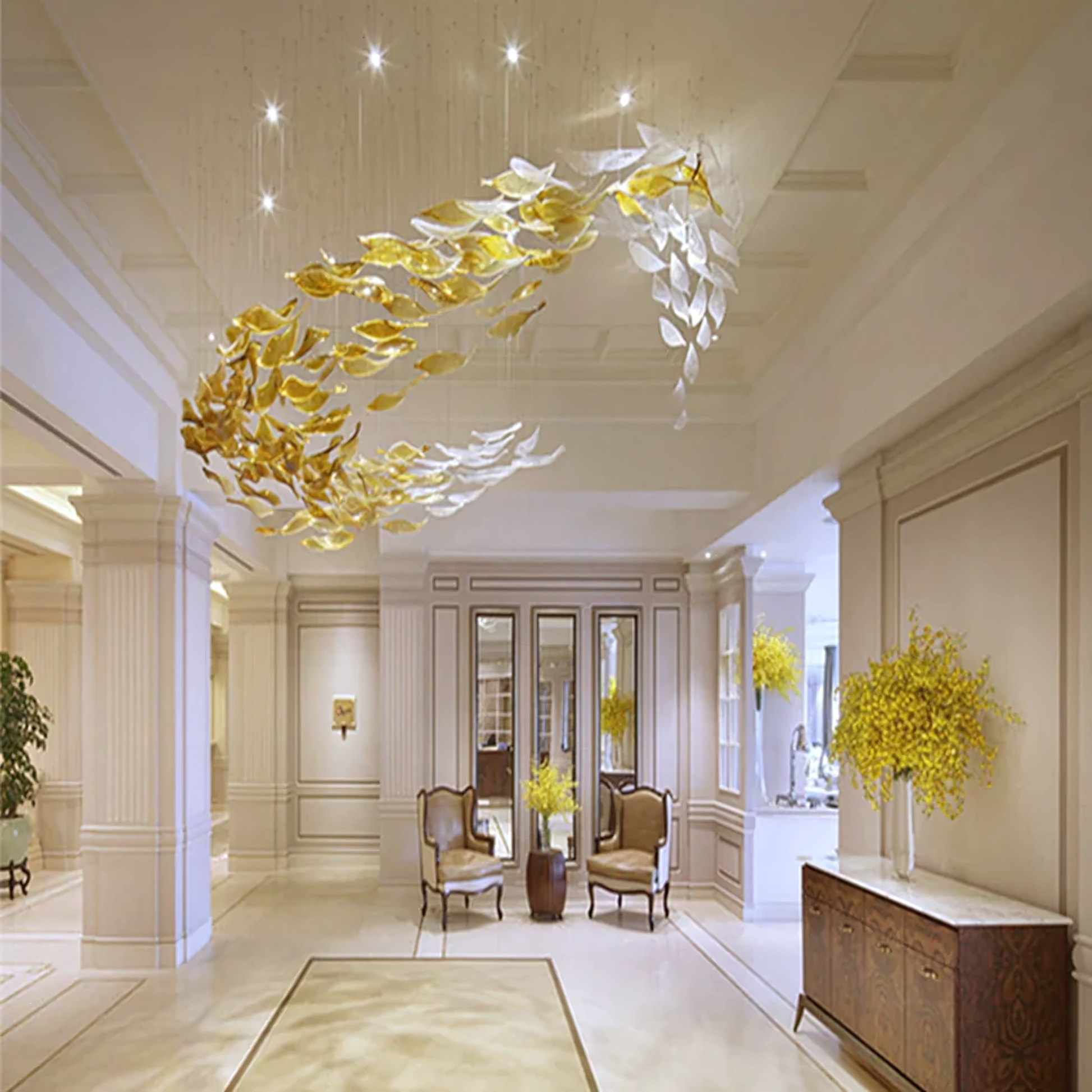 Mesmerizing play of light and shadow from the Folium Leaves Modern Chandelier