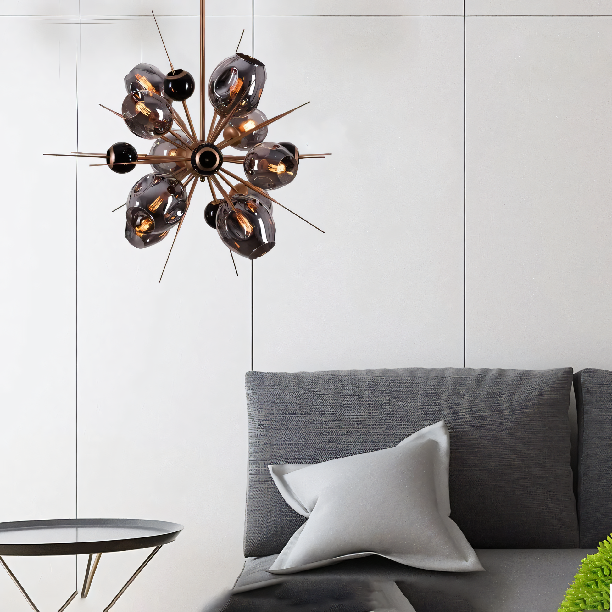 Versatile smoke black glass hanging pendant lamp