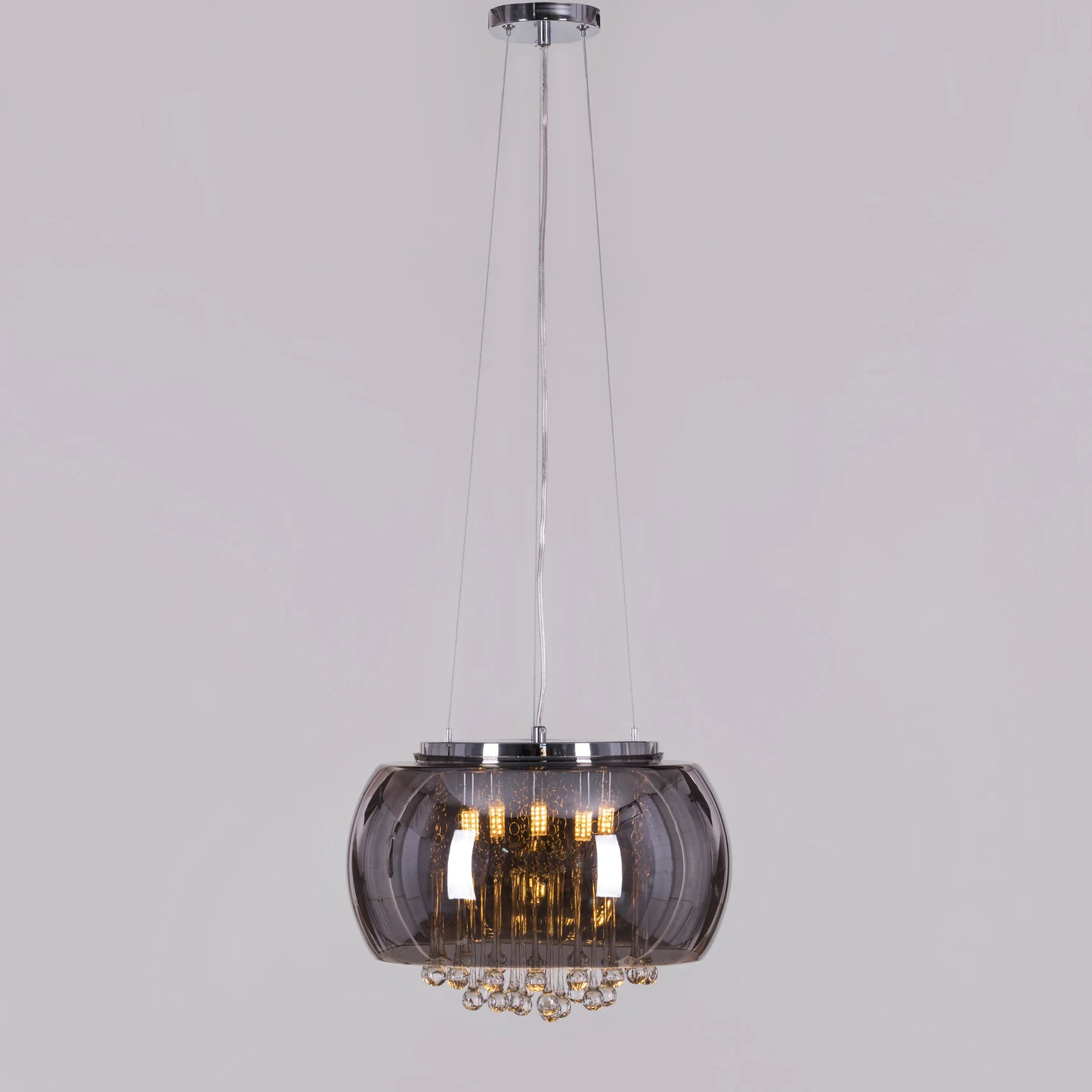 Enamoured (40 cm, Smokey Grey, Mirror Finish) Crystal Chandelier