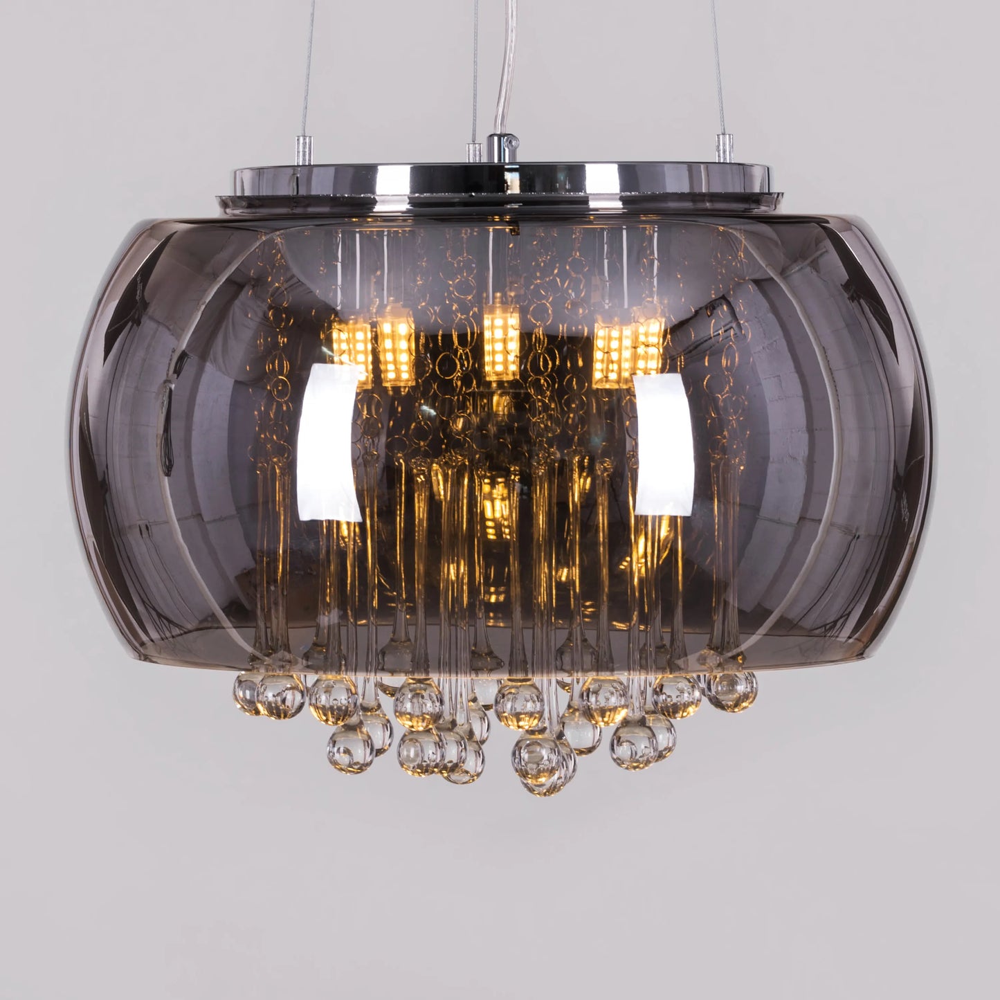 Enamoured (40 cm, Smokey Grey, Mirror Finish) Crystal Chandelier