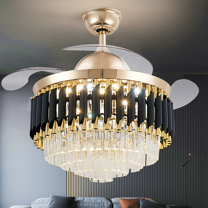 Elegant and powerful crystal ceiling fan with adjustable lighting