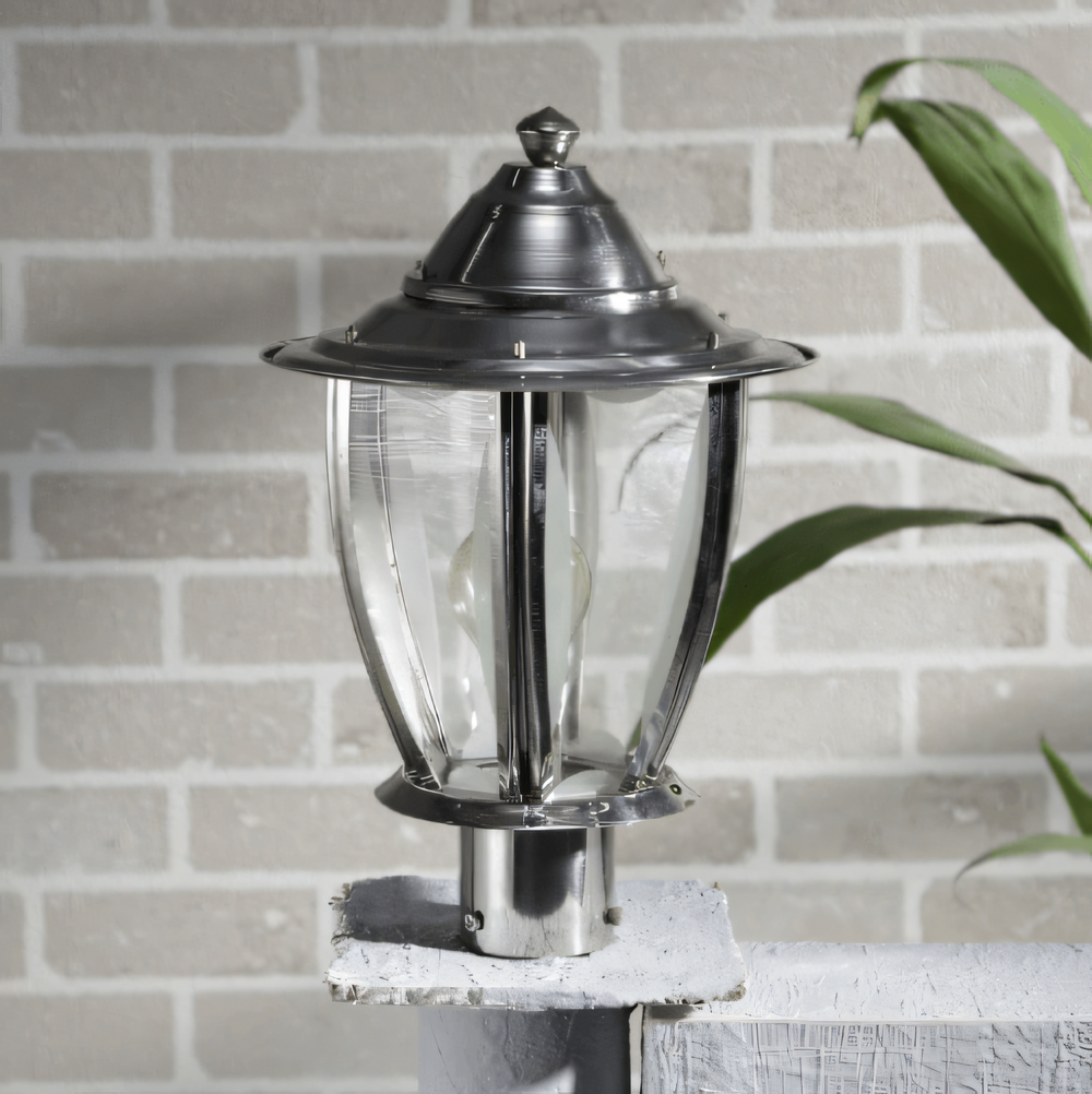 Sleek, silver metal frame of the Gate Light