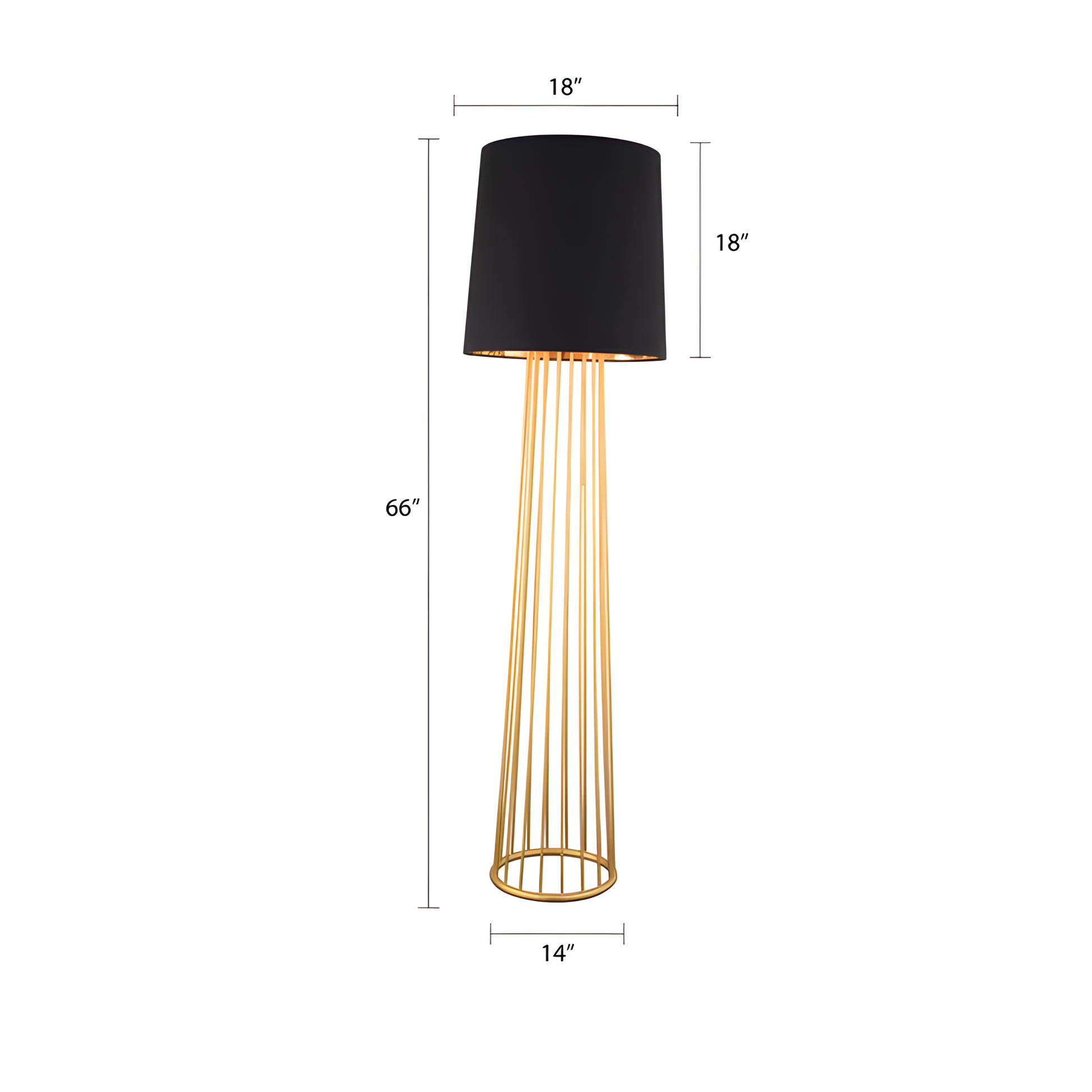 LED floor lamp with a metal frame and fabric shade