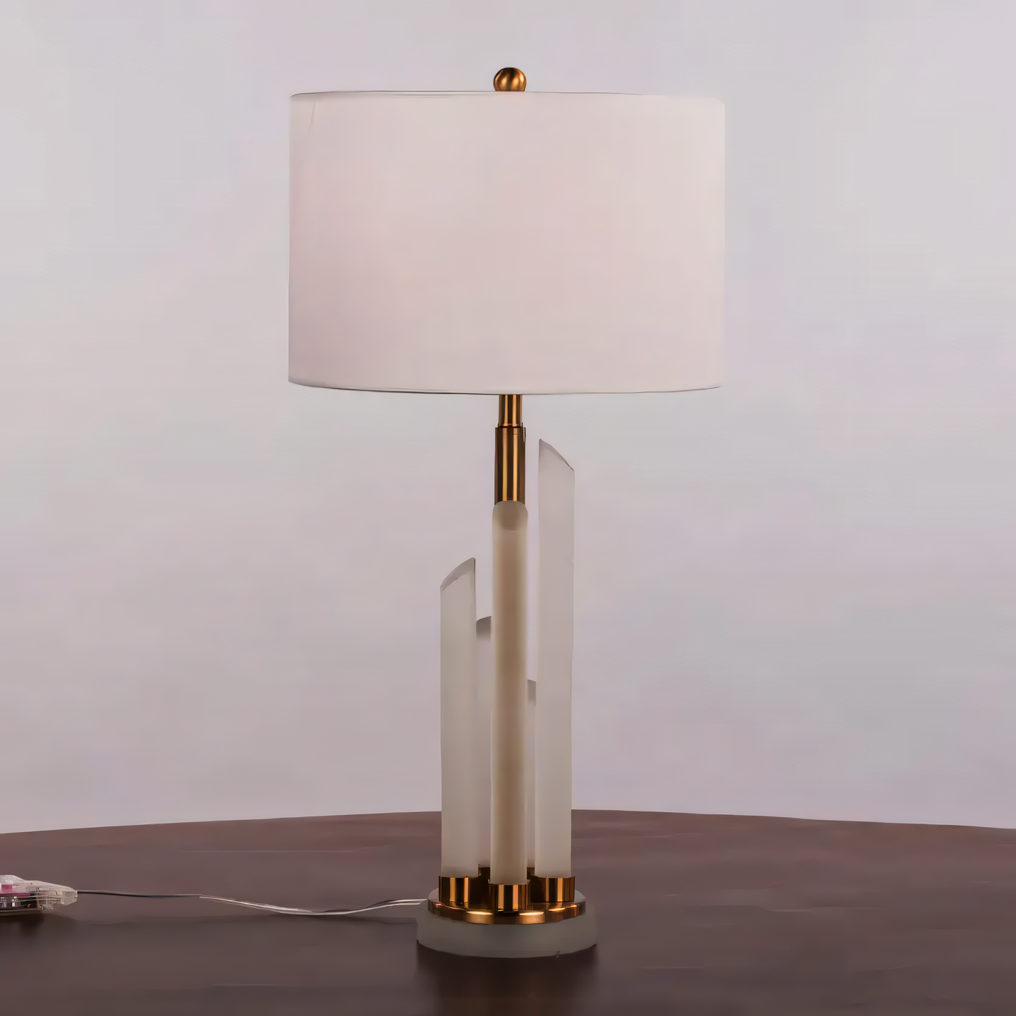 Shine Bright (Gold) Table Lamp: Satin White Glass and Gold Metal Harmony