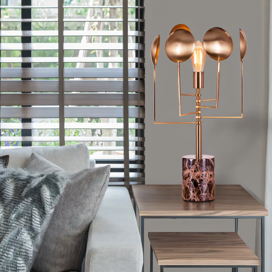 Futuristic Gold and Coffee Marble Table Lamp