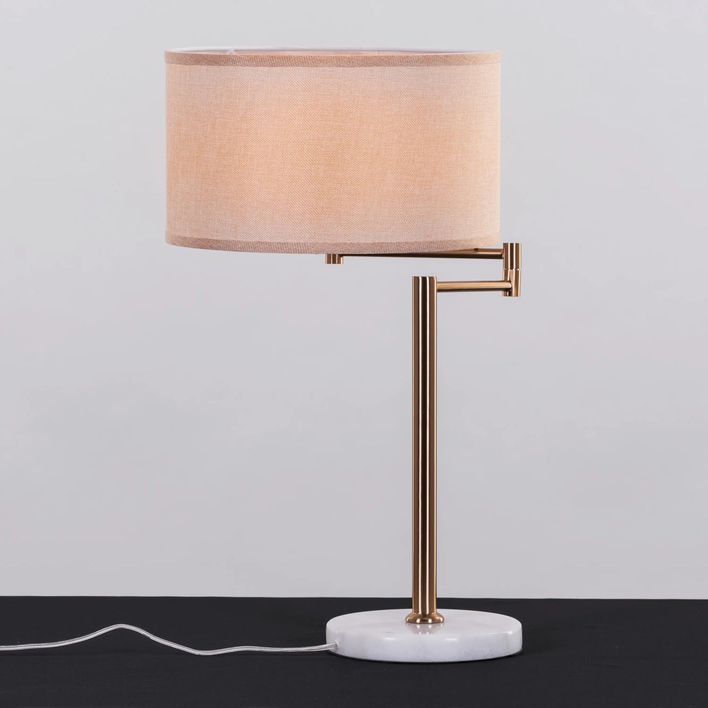 Read To Me (Gold, White) Marble Table Lamp: Harmonious Blend of Metal and Marble