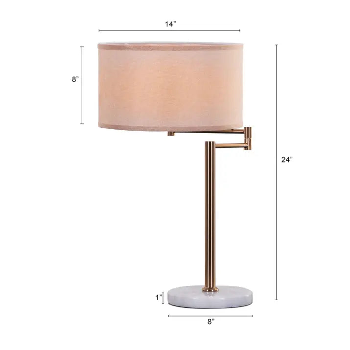 Read To Me (Gold, White) Marble Table Lamp: Visually Captivating Lighting Masterpiece