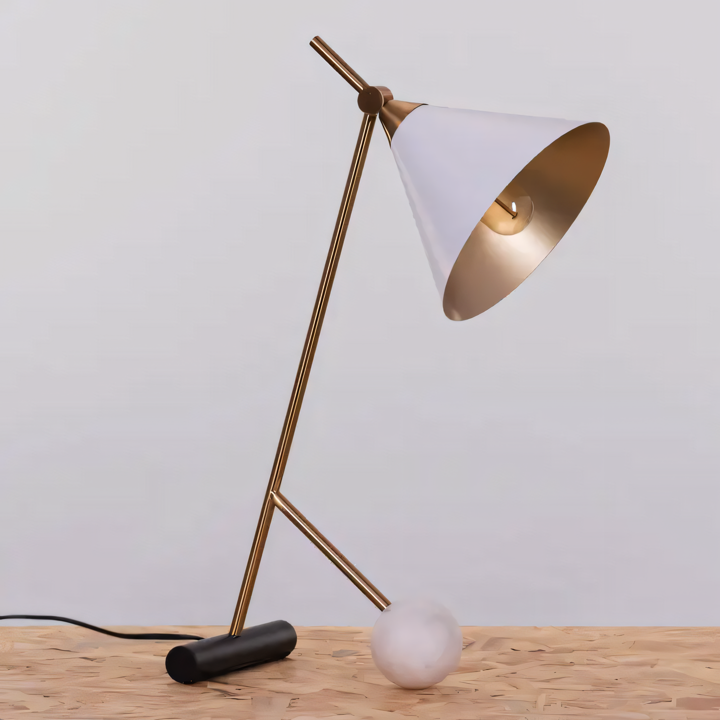 Matte black and gold metal frame table lamp