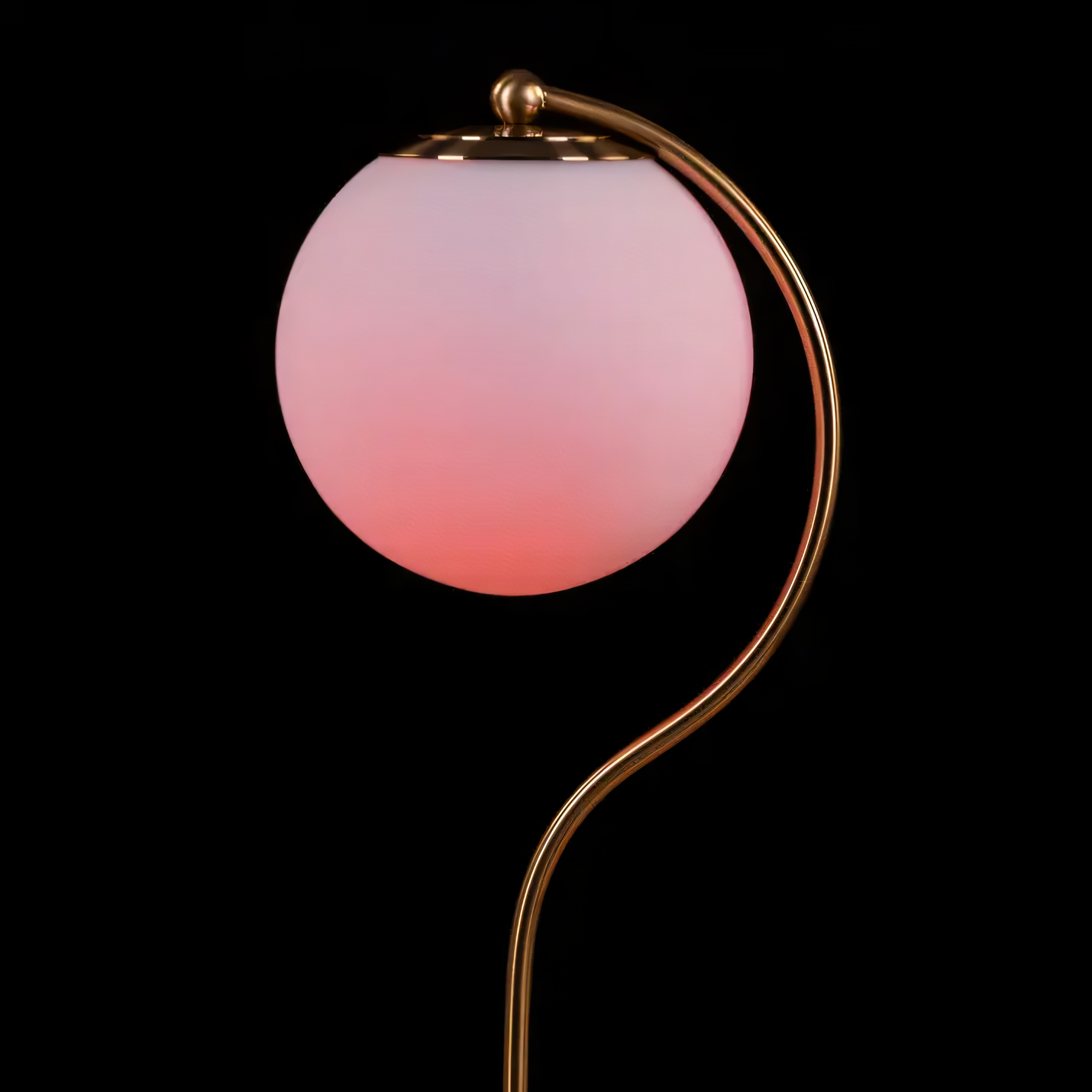 Smart LED table lamp with curved neck and gold finish