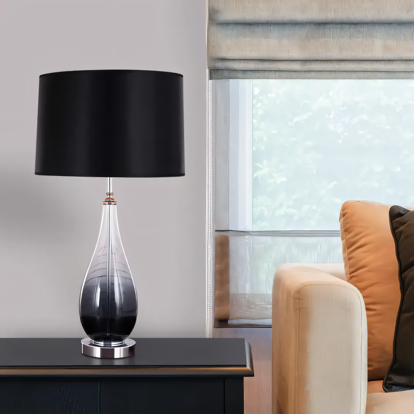 Mesmerizing black table lamp with illusion effect