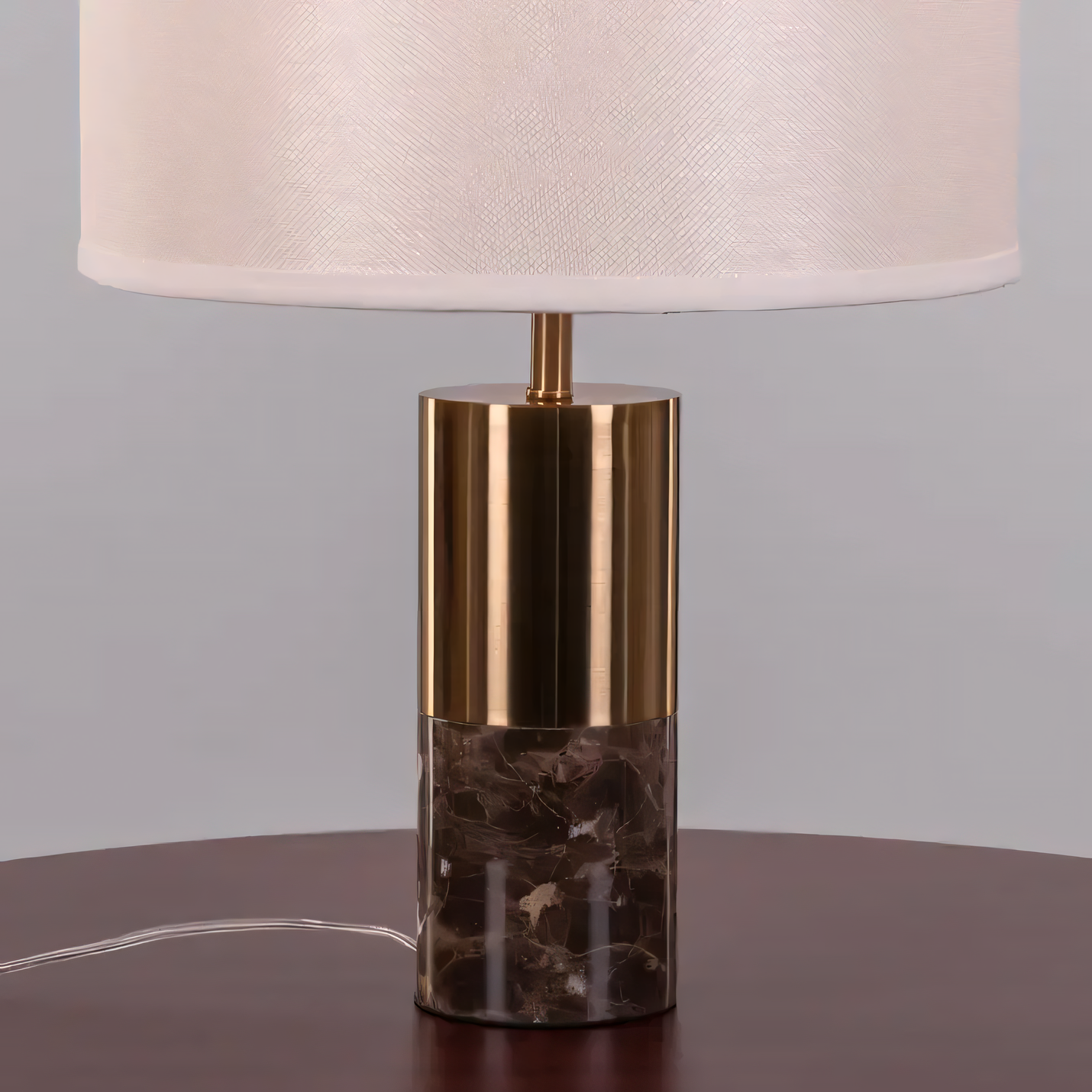 Matte gold and coffee marble table lamp