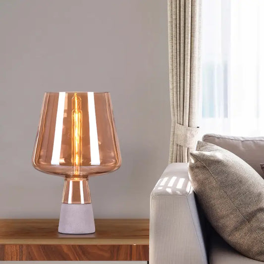 Organic stone base table lamp in amber hues