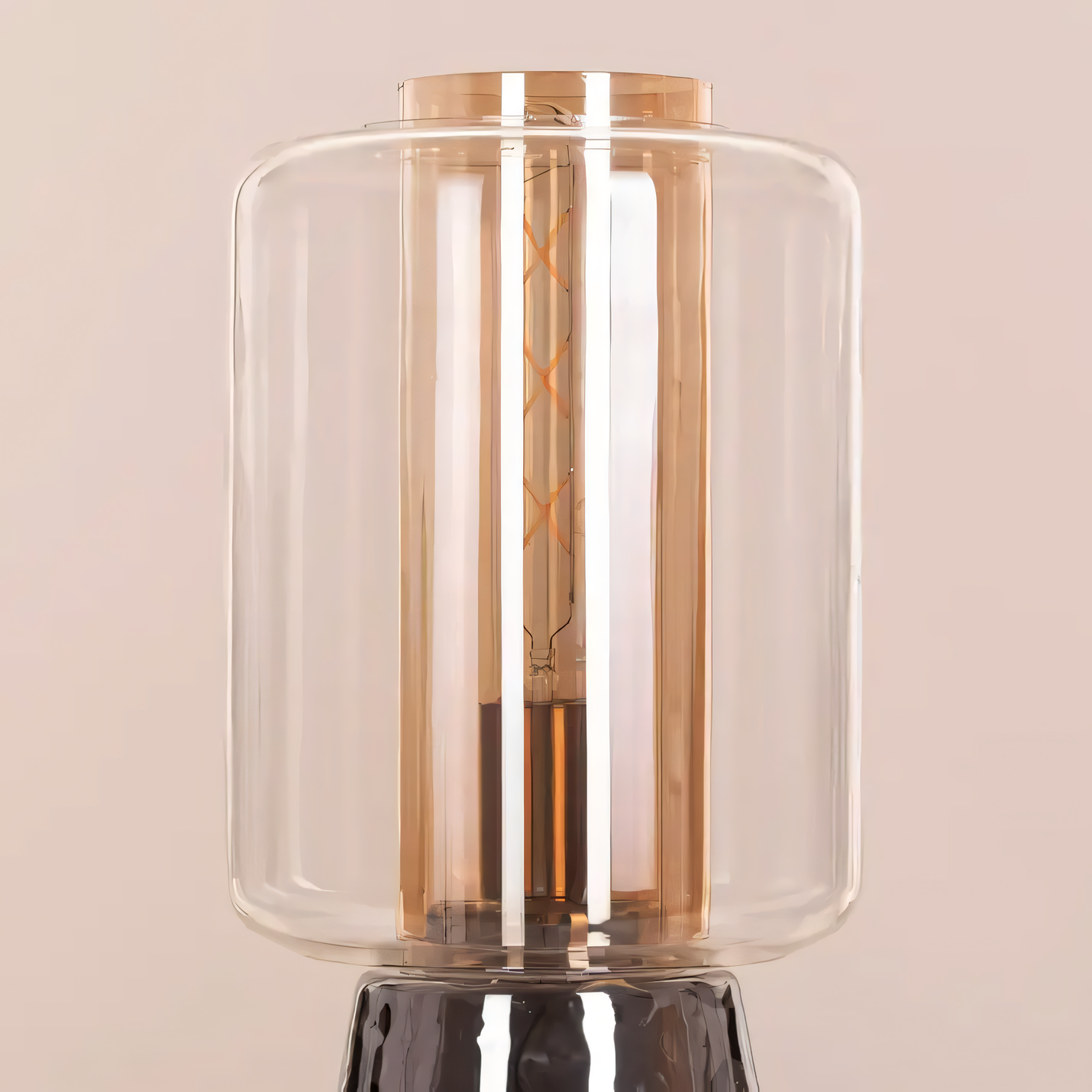 Clear and amber glass table lamp with mesmerizing glow