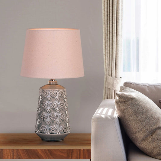 Cream ceramic table lamp with fabric shade