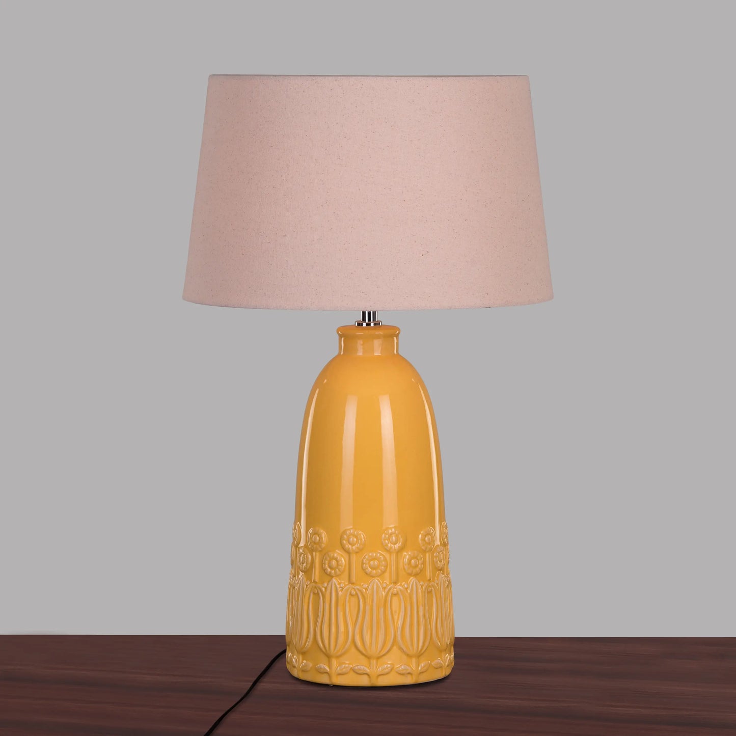 Vibrant Golden Yellow Table Lamp with Fabric Shade