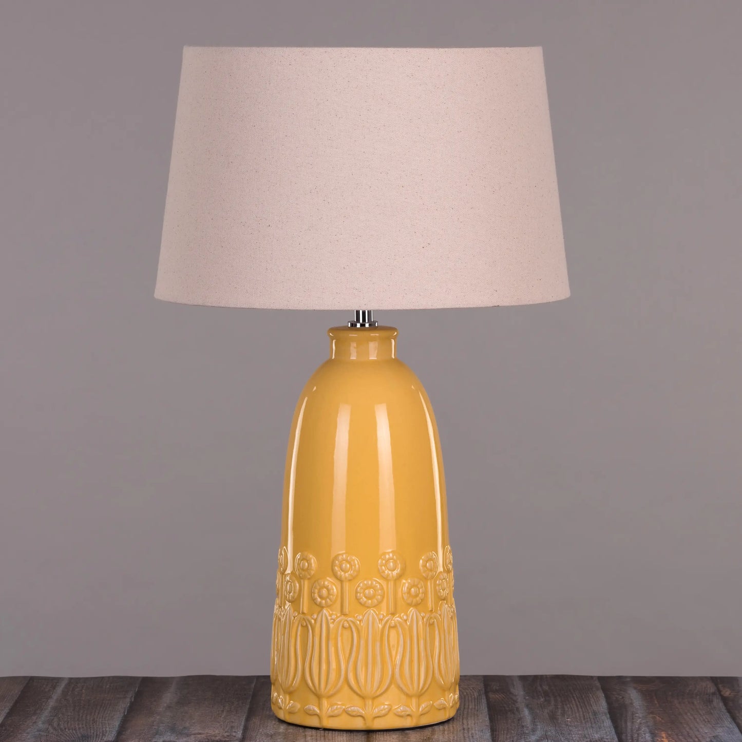 Joyful Yellow Ceramic Table Lamp with Delicate Detailing