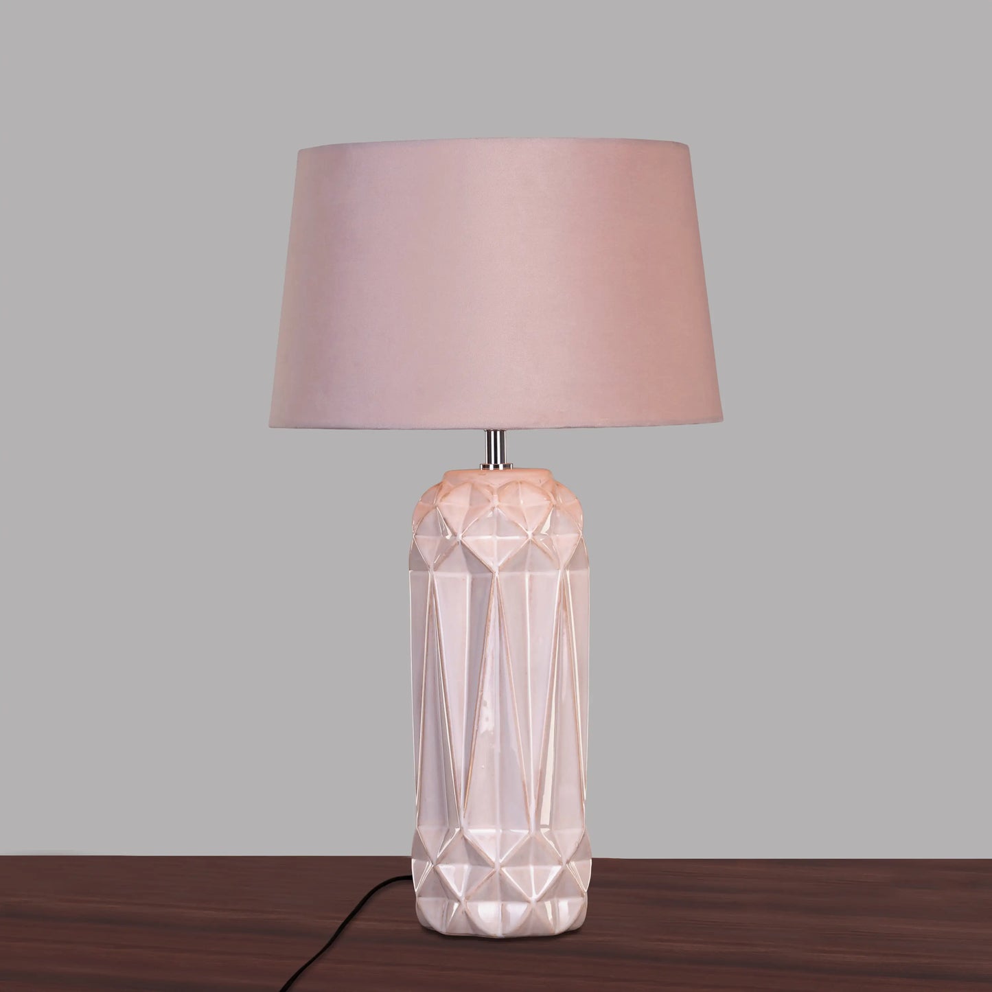 Whimsical Pink Table Lamp with Fabric Shade