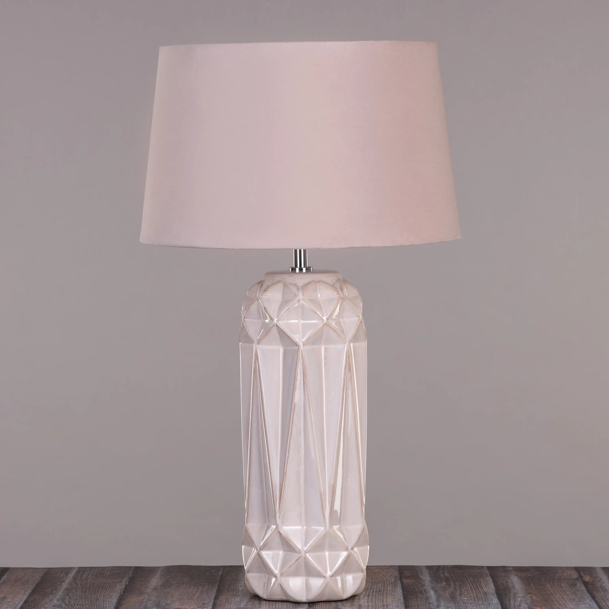 Round Pink Table Lamp with Textured Fabric Shade