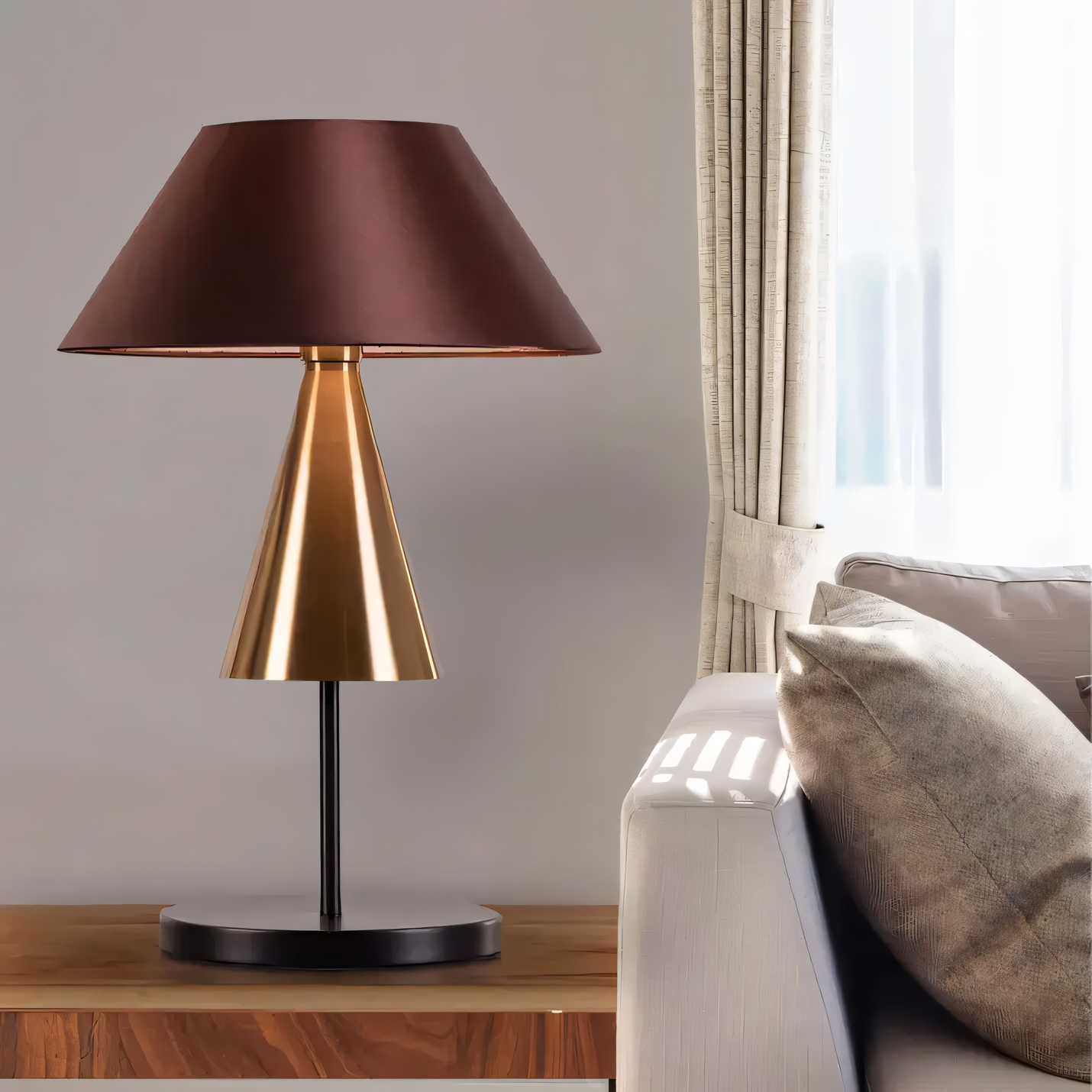 Slow Burn (Gold, Black) Table Lamp: Elegant Metallic Illumination