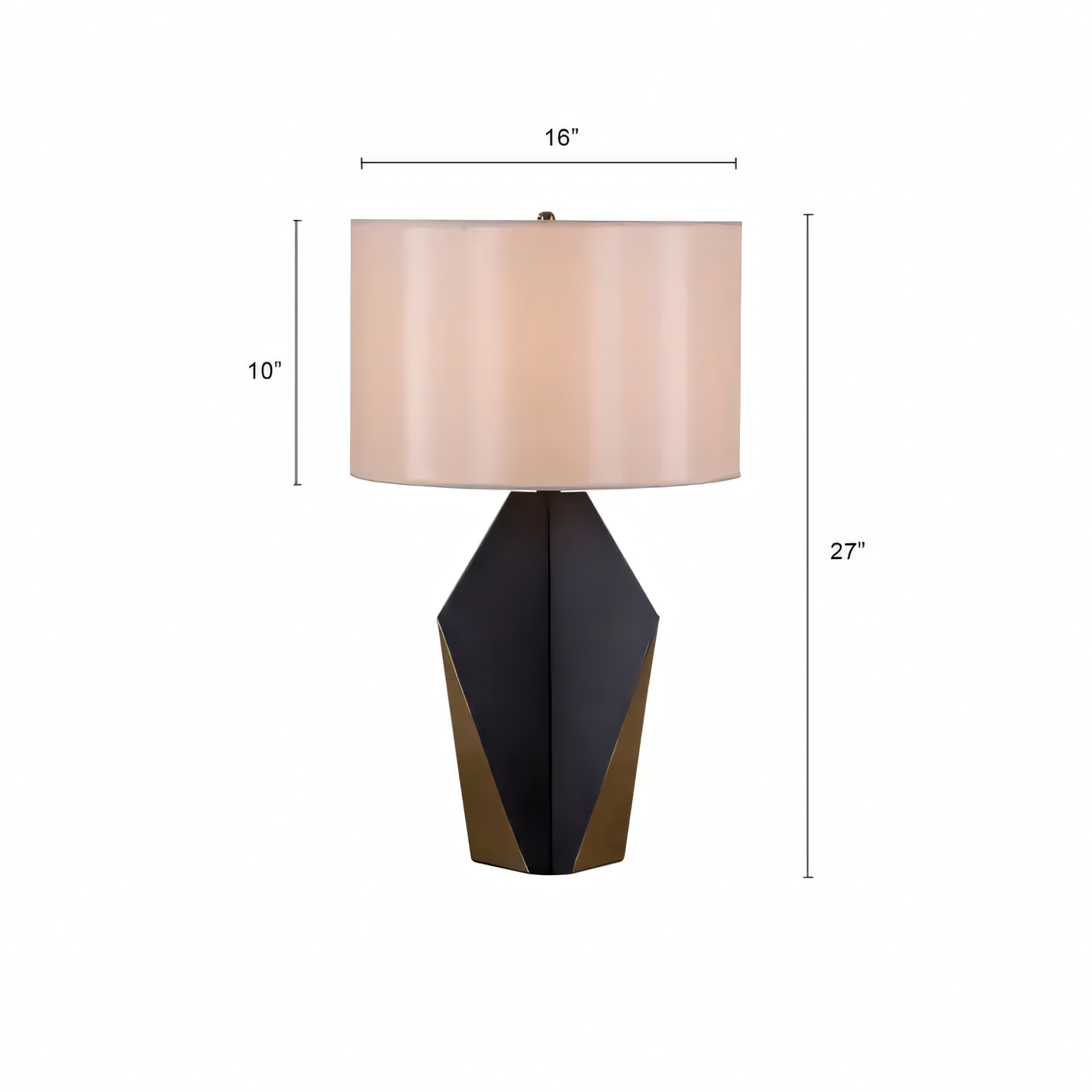 Sleek, round shape of the Checklist (Black, Gold) Ceramic Table Lamp