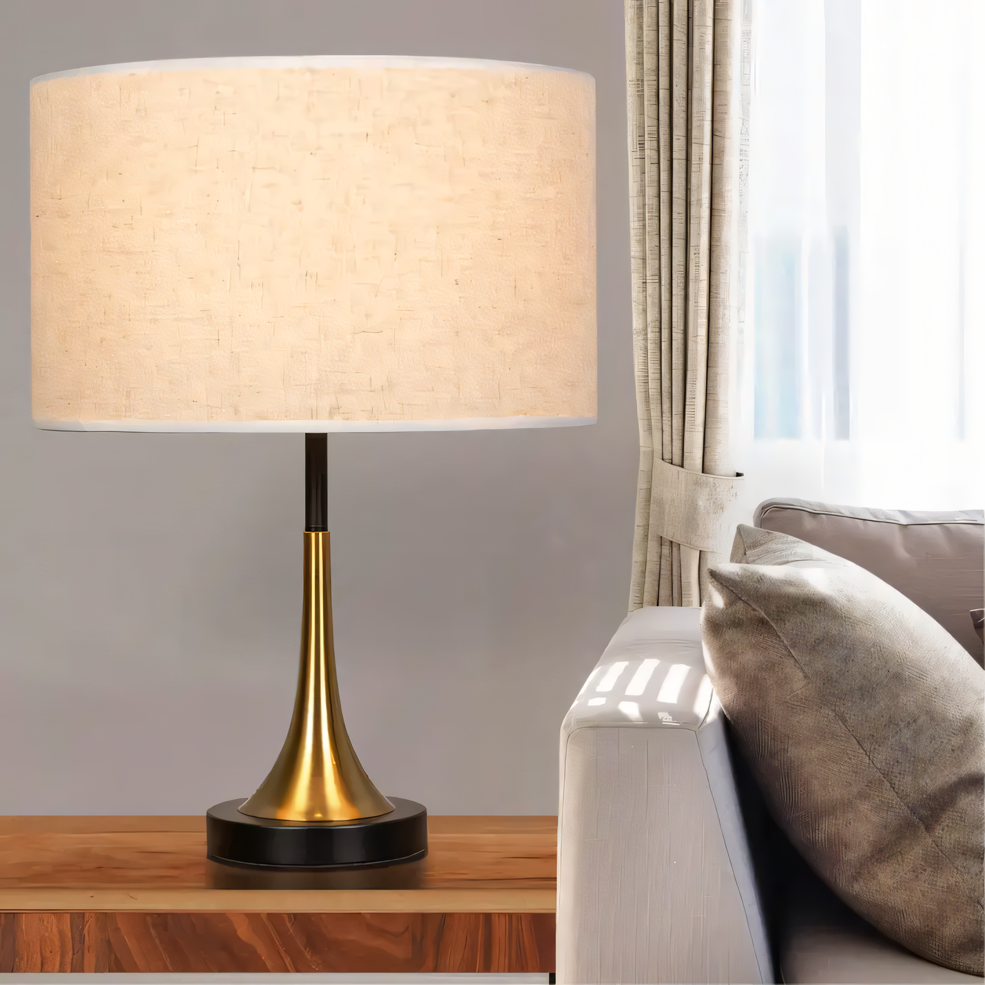 Timeless marble table lamp in gold and coffee hues