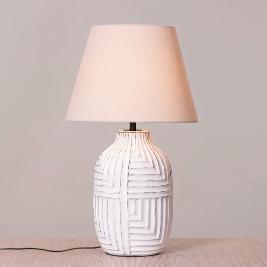 Patterned ceramic table lamp