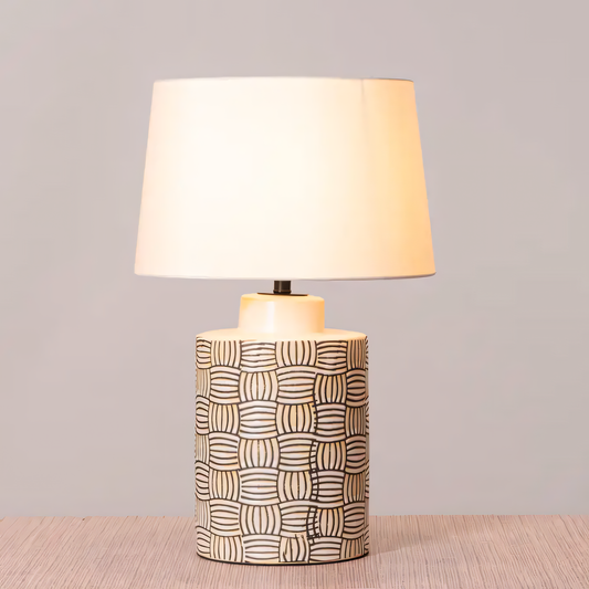 Twisted Treat ceramic table lamp with playful design