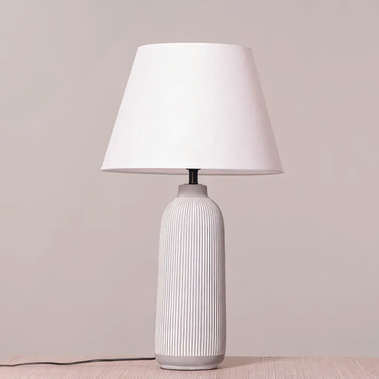 Handcrafted White Ceramic Umbrella Table Lamp