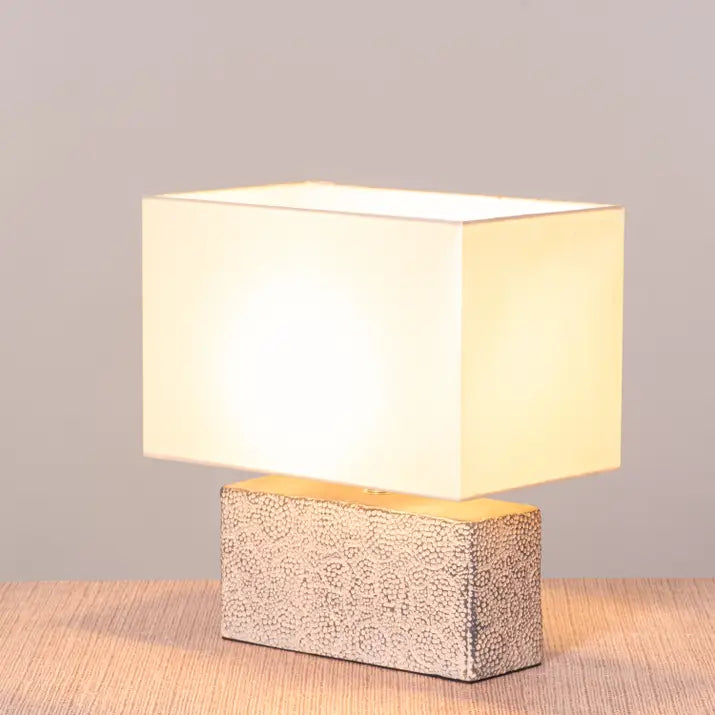 Brown and grey rustic ceramic table lamp