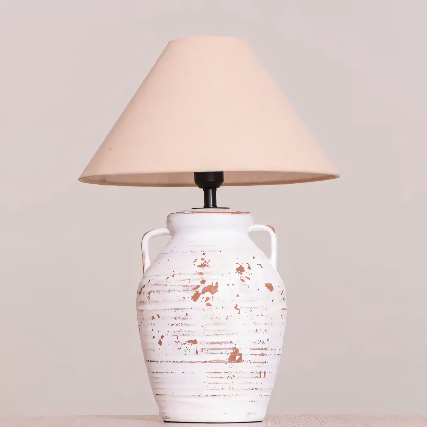 Umbrella-shaped ceramic lamp with intricate detailing