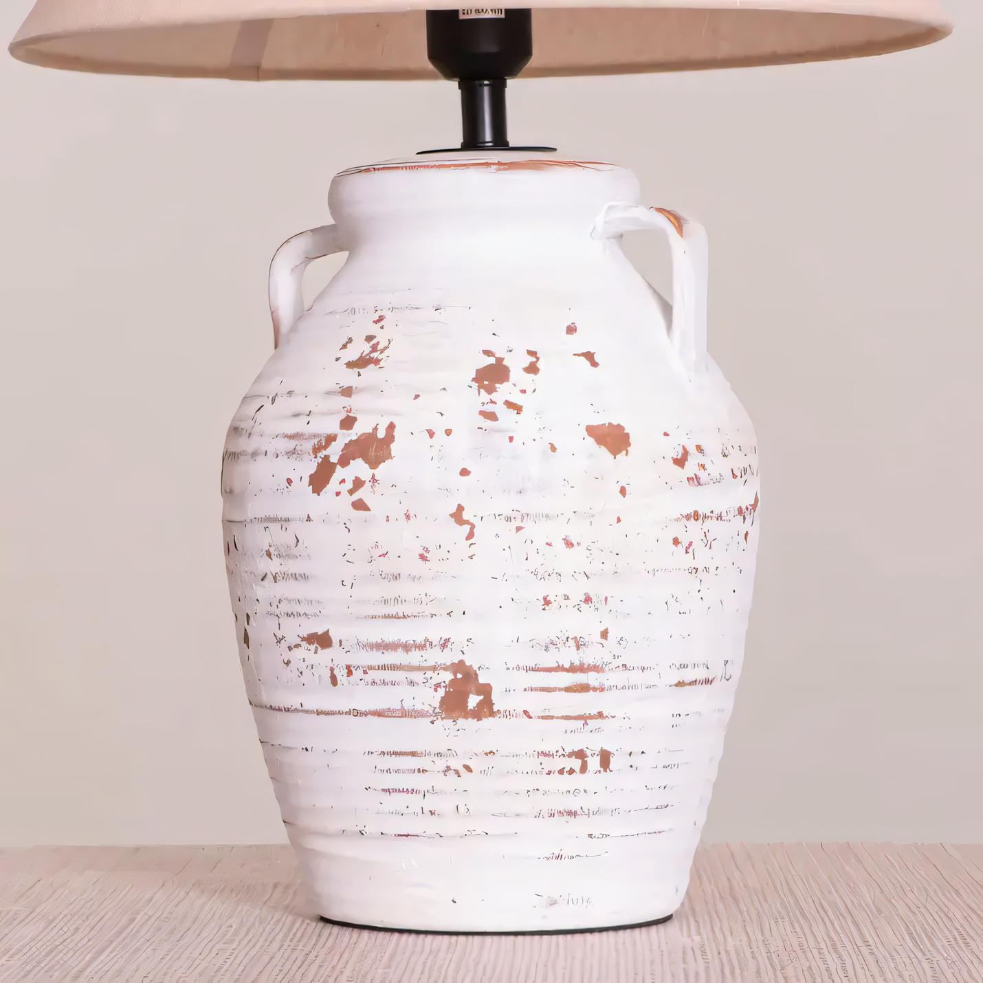 Unique umbrella design ceramic lamp with a fabric shade