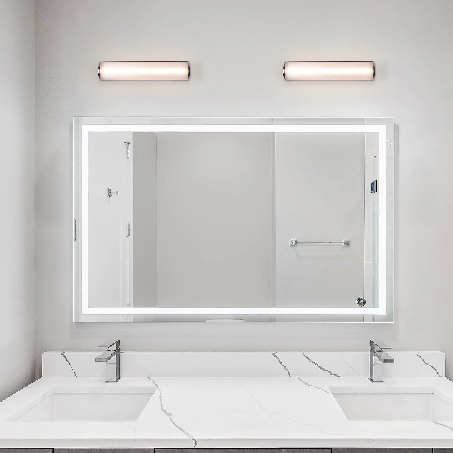 Break Free Vanity Light with sleek, modern design, providing soft, flattering illumination for bathroom vanities and grooming spaces.