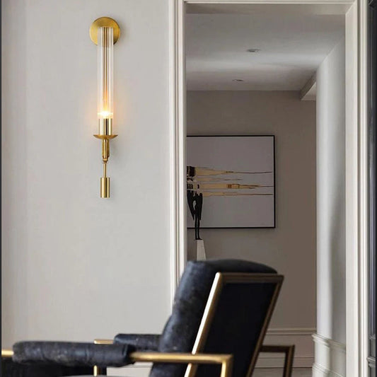 Retro Chic Gold Glass Wall Sconce, fate's beacon