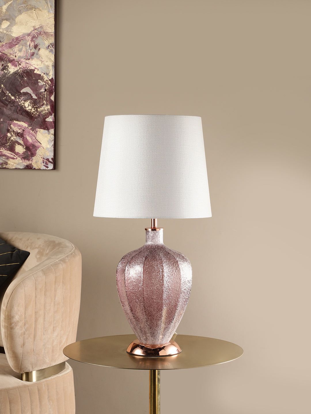 Elegant metal and fabric table lamp