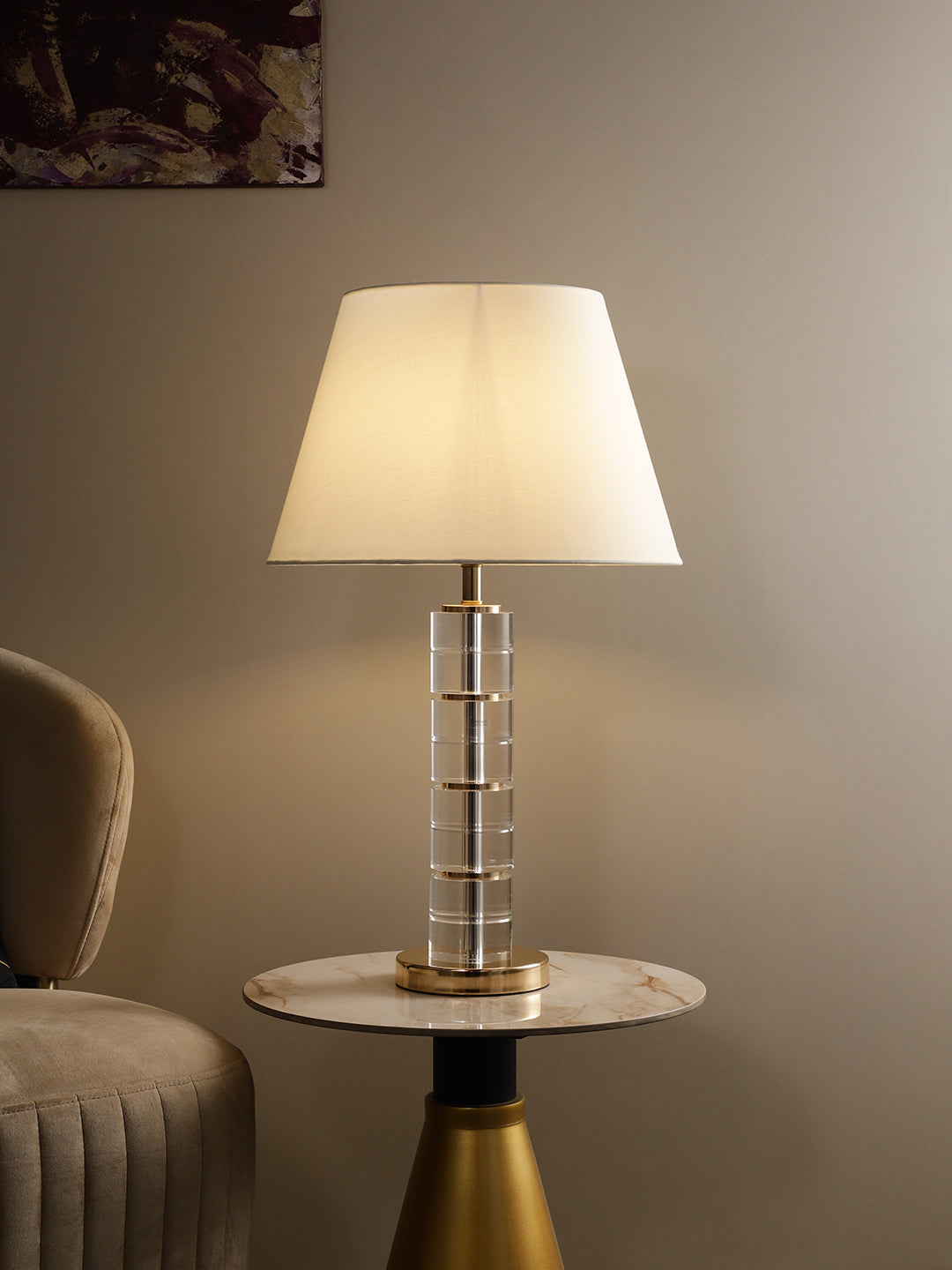 Andes Table Lamp: Elegant white and gold accents